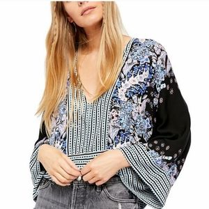 Free People Mix N Match Mixed Print Top in Black Combo